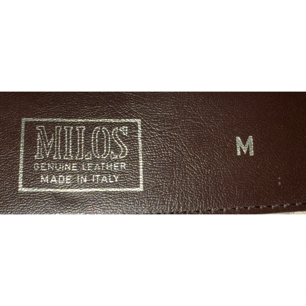 Genuine Leather Belt Medium Italy Made Crocodile Pattern Brown Gold‎  Statement